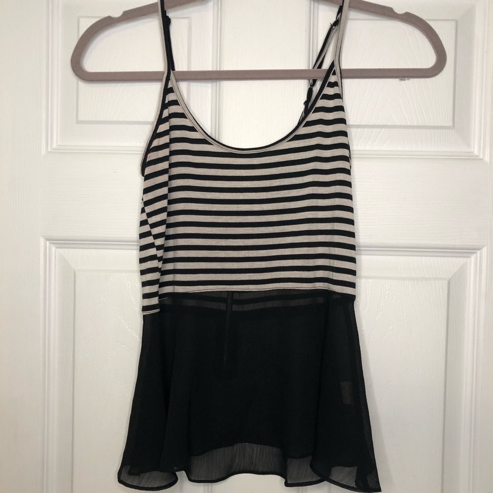 Free People Black & White Striped Tank Top